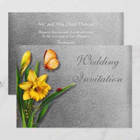 Afvalstoffen op een gedecorbeerde zilveruitnodigin kaart (Voorkant / Achterkant)