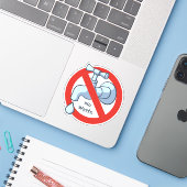 Afvalstoffen stoppen sticker (Laptop met iPhone)