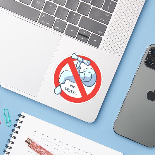 Afvalstoffen stoppen sticker (Laptop met iPhone)
