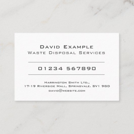 Afvalverwerkingsdiensten met foto van houder visitekaartje (Achterkant)