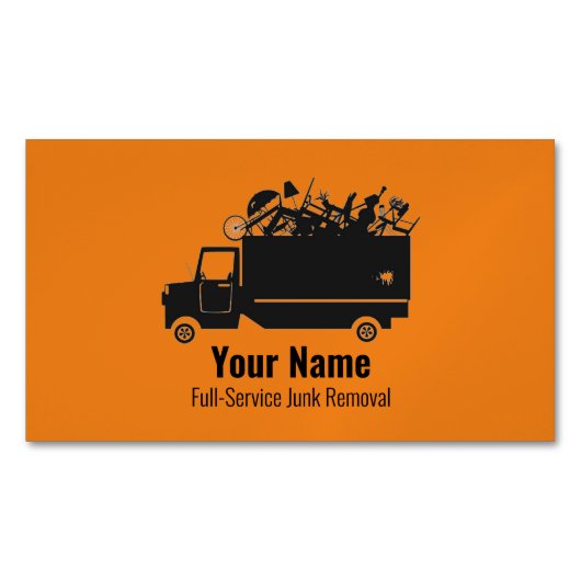 afvalverwijderingsbedrijf oranje magnetisch visitekaartje (Voorkant)