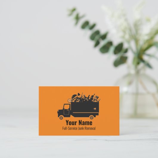  afvalverwijderingsbedrijf oranje visitekaartje (Staand voorkant)
