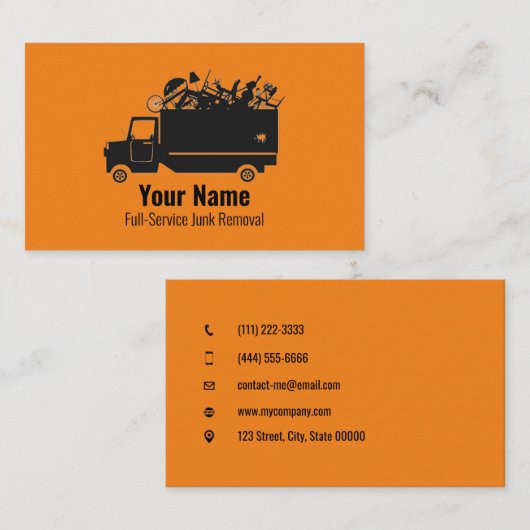  afvalverwijderingsbedrijf oranje visitekaartje (Voorkant / Achterkant)