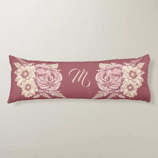 Afvlakkige illustratie van aangepaste monogram lic lichaamskussen (Voorkant)