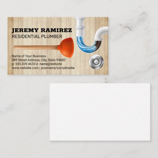 Afvoer van zuiger en verstopte leidingen visitekaartje (Voorkant / Achterkant)