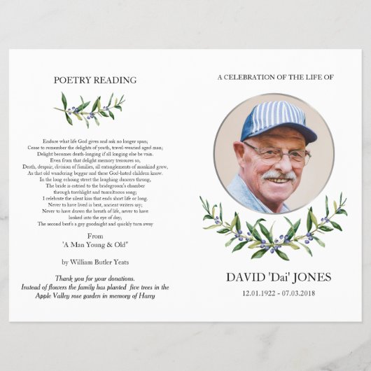 Afvouwbaar overkoepelend programma, olijfzwavel en flyer (Voorkant)