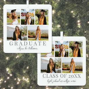 Afwakkingsfeest Elegant Schrift Graduatie Foto Metalen Ornament