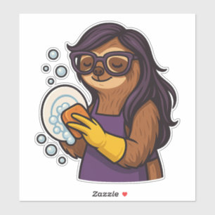 Afwassen met luiaardmunt sticker