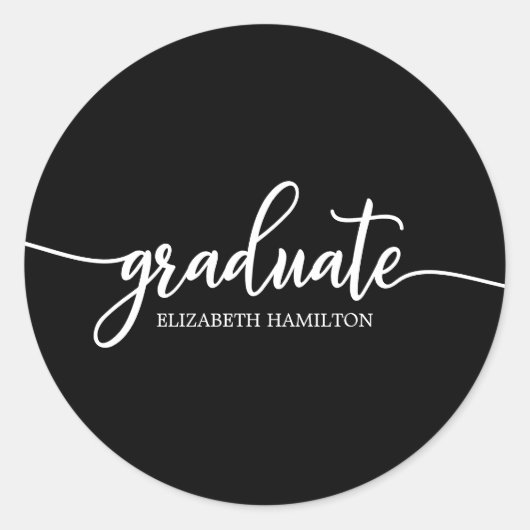 Afweder Simple Chic Calligrafie Afstudeerfeest Ronde Sticker (Voorkant)