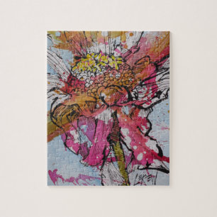 Afwelkende Zinnia 001 / Kunstenaar Larry Lerew Legpuzzel