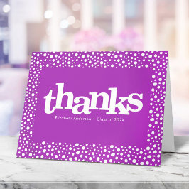 Afwending paarse dikke typografie confetti stippen bedankkaart