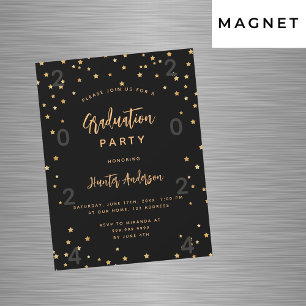 Afwendingsparty zwart gouden sterren jaar luxe magnetische uitnodiging