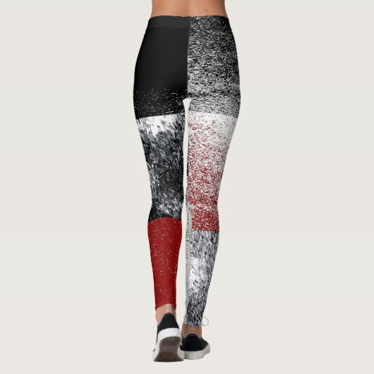 Afwerking in zwart-wit en rood-stone stijl blok on leggings (Achterkant)