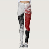 Afwerking in zwart-wit en rood-stone stijl blok on leggings (Voorkant)