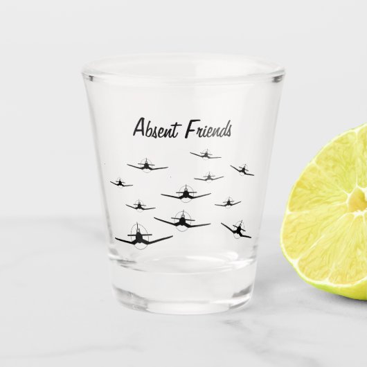 Afwezige vrienden F4U Corsair Shot Glas (Voorkant)