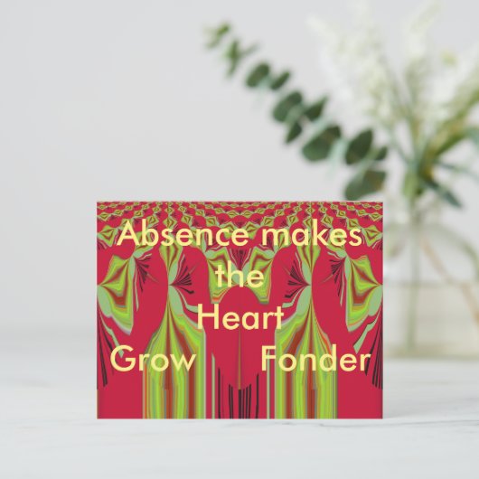 Afwezigheid maakt het hart groeien Fonder Briefkaa Briefkaart (Staand voorkant)