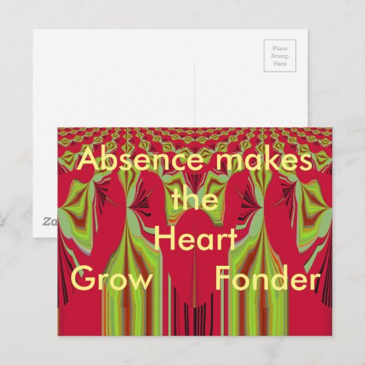 Afwezigheid maakt het hart groeien Fonder Briefkaa Briefkaart (Voorkant / Achterkant)
