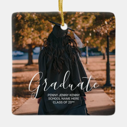 Afwfoto op maat moderne stijlvolle script  keramisch ornament (Voorkant)