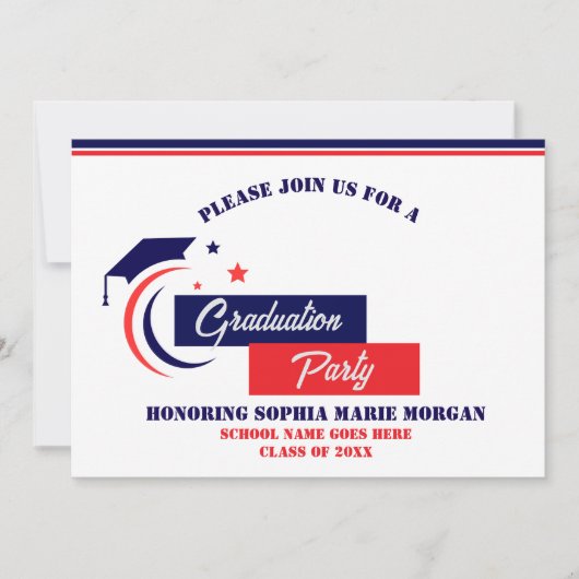 Afwijdingskaart Blauwe Rode Witte Afstuderen Uitno Kaart (Voorkant)