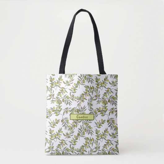Afwijkende groene olijventeelt tote bag (Voorkant)
