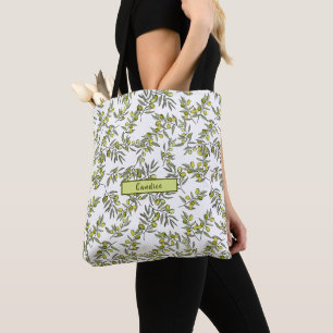 Afwijkende groene olijventeelt tote bag