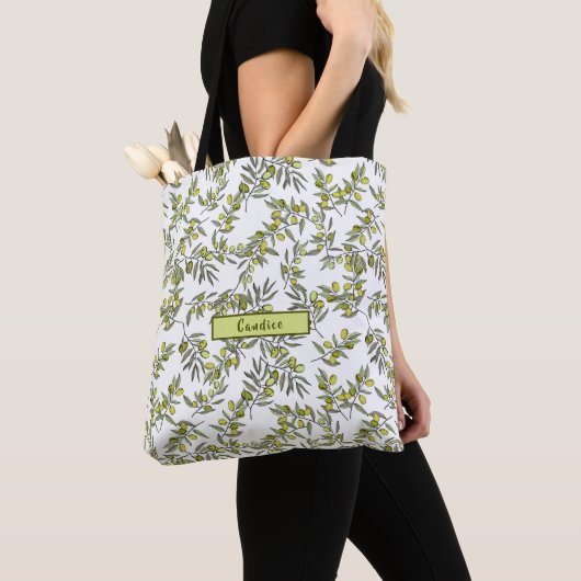 Afwijkende groene olijventeelt tote bag (Dichtbij)