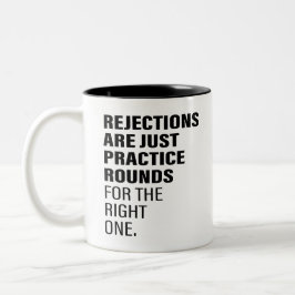 Afwijzing Aanmoediging Word Tekst Kunst wordt afge Tweekleurige Koffiemok