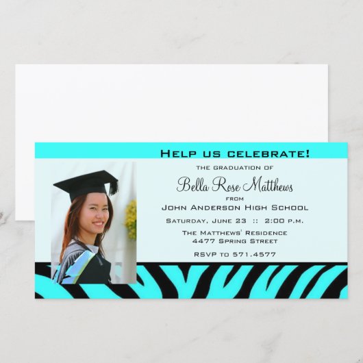 Afwikkeling Aqua Zebra Fotokaart (Voorkant / Achterkant)