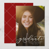 Afwikkeling eenvoudig rood verticaal afstuderen aankondiging (Voorkant / Achterkant)