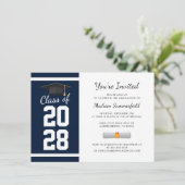 Afwikkeling Navy Blue Afstudeerfeest 2026 Kaart (Staand voorkant)