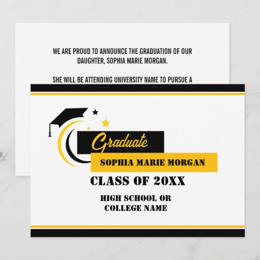 Afwikkelingsgeel Zwart Wit Afstudeer aankondiging (Voorkant / Achterkant)