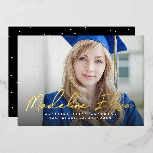 Afwikkelingsnaam handtekening script foto afstuder folie uitnodiging