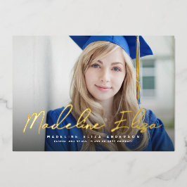 Afwikkelingsnaam handtekening script foto afstuder folie uitnodiging