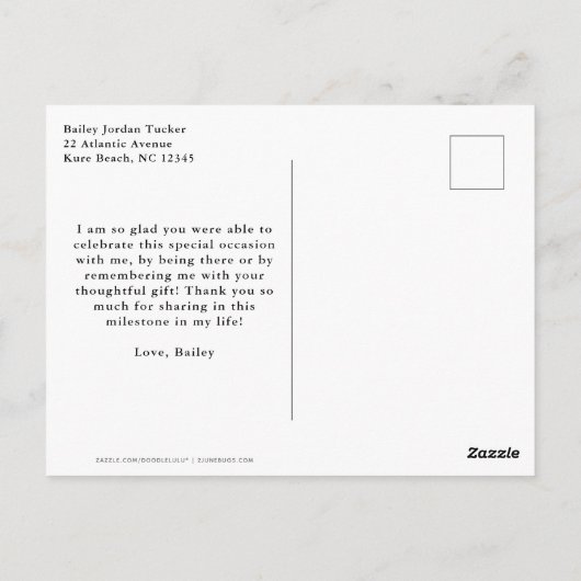 Afwisselend verloop Jaar van afstuderen Bedankt Briefkaart (Achterkant)