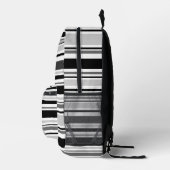 Afwisselend zwart wit grijze strepen bedrukte rugzak (Rechts)