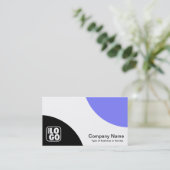 Afwisselende curven - zwart en middelblauw visitekaartje (Staand voorkant)