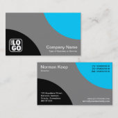 Afwisselende curven - zwart, grijs en hemelblauw visitekaartje (Voorkant / Achterkant)