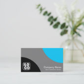 Afwisselende curven - zwart, grijs en hemelblauw visitekaartje (Staand voorkant)