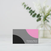 Afwisselende curven - zwart, grijs en roze visitekaartje (Staand voorkant)
