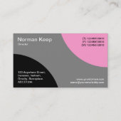 Afwisselende curven - zwart, grijs en roze visitekaartje (Achterkant)