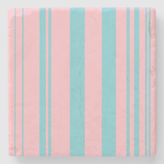 Afwisselende strepen/roze & Robin Ei Blauw Stenen Onderzetter (Voorkant)