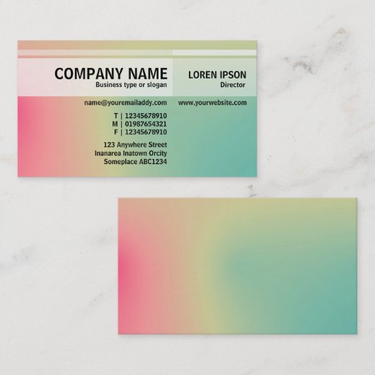 Afwisselende tafels - Zachte gradiënten Visitekaar Visitekaartje (Voorkant / Achterkant)