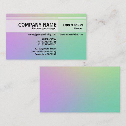 Afwisselende tafels - Zachte gradiënten Visitekaar Visitekaartje (Voorkant / Achterkant)