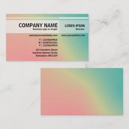 Afwisselende tafels - Zachte gradiënten Visitekaar Visitekaartje (Voorkant / Achterkant)
