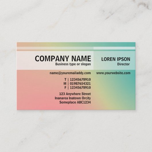 Afwisselende tafels - Zachte gradiënten Visitekaar Visitekaartje (Voorkant)