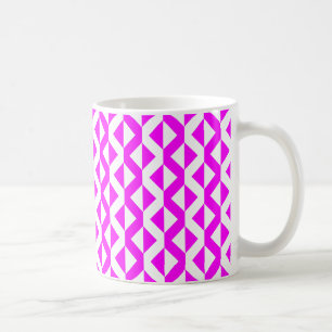 Afwisselende ZigZags - Magenta en Wit Koffiemok