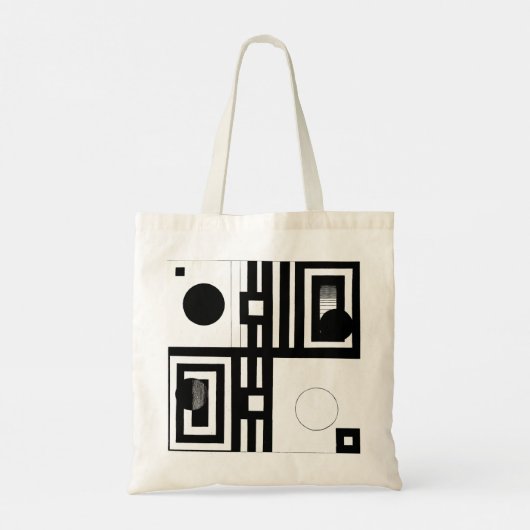Afwisseling — Zwarte Witte Geometrische Abstracte  Tote Bag (Achterkant)
