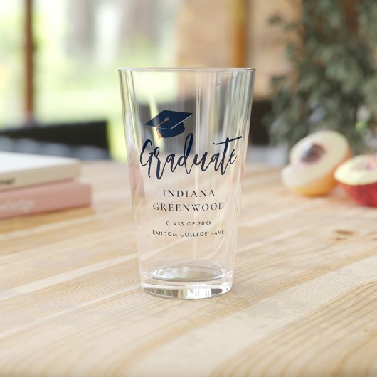 Afwstuderen 2026 Script Navy Blauwe Persoonlijke A Glas