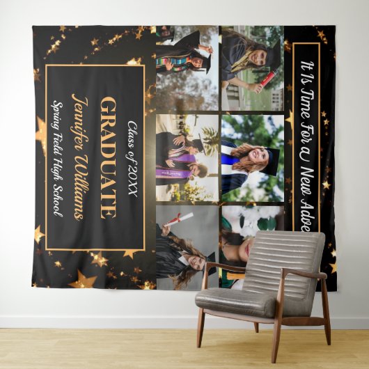 Afwstuderen Aangepaste foto collage Naam Klas Jaar Wandkleed (In Situ (horizontaal))