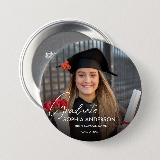 Afwstuderen Eenvoudig Modern Script Klassieke Foto Ronde Button 7,6 Cm (Voorkant /achterkant)